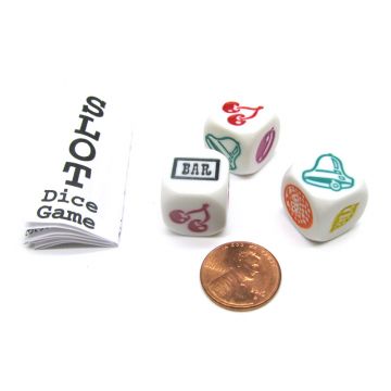 Jackpot Dice with Slot Machine Symbols: 5/8 in., Set of 3 with Instructions